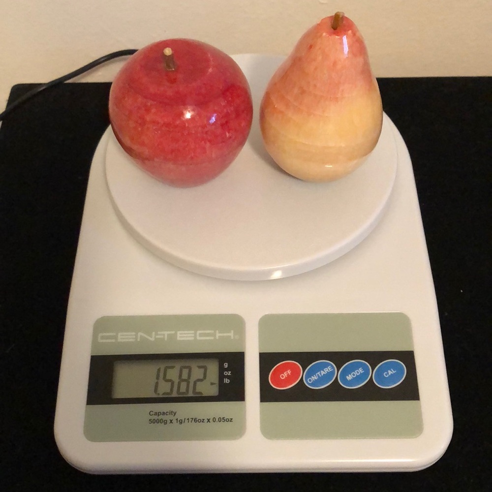 🌷Two paper weights An Apple 🍎 and a Pear 🍐. Italian Marble.  They are heavy.